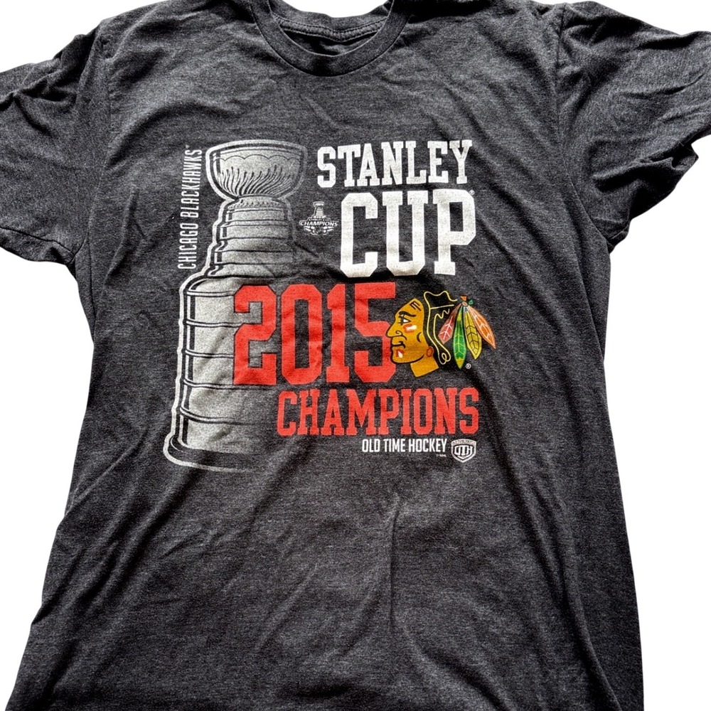 Old Time Hockey Chicago Blackhawks 2015 Stanley Cup Champions Shirt Charcoal